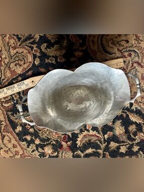 Pewter Decorative Bowl in Aged Silver Tone. Stamped, footed